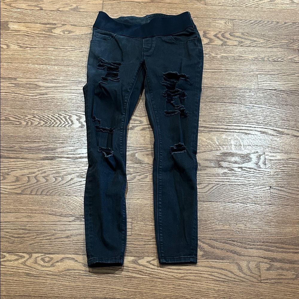 ASOS Black Distressed Skinny Maternity Jeans